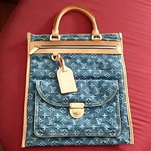 Louis Vuitton Blue Monogram Denim Sac Flat Tote